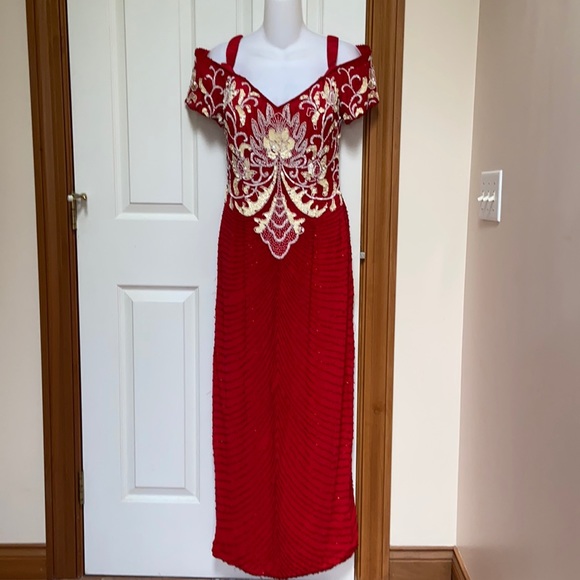 Dazzling Vintage 1980s Beaded Gown Vintage Size 14 = Modern Size 10 GVC - Picture 1 of 9
